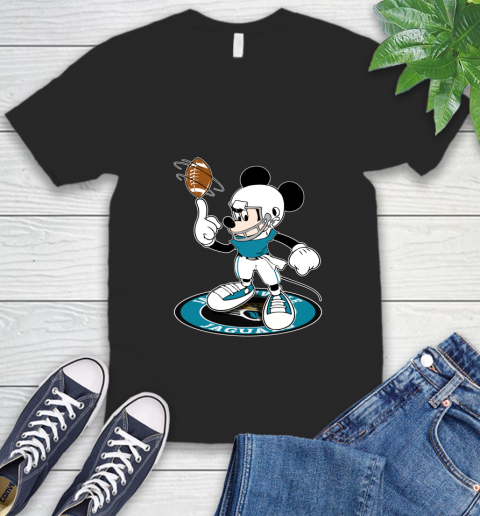NFL Football Jacksonville Jaguars Cheerful Mickey Disney Shirt V-Neck T-Shirt