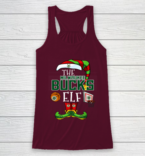 Milwaukee Bucks Christmas ELF Funny NBA Racerback Tank 2