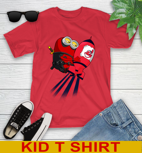 MLB Baseball Cleveland Indians Deadpool Minion Marvel Shirt Youth T-Shirt 11