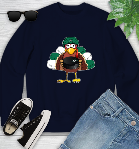 Dallas Stars Turkey Thanksgiving Day Youth Sweatshirt 3