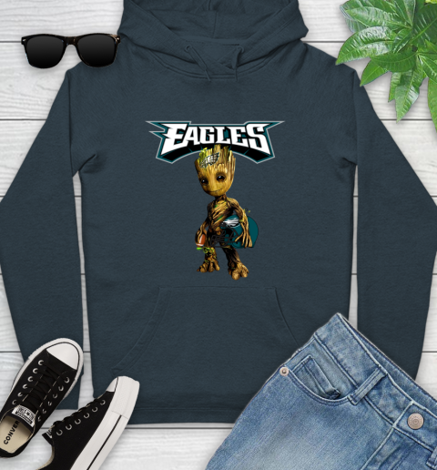 Philadelphia Eagles NFL Football Groot Marvel Guardians Of The Galaxy Youth Hoodie 8