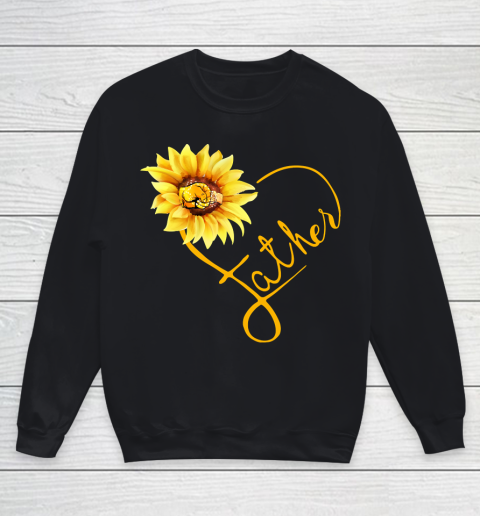 Father's Day Funny Gift Ideas Apparel  Father Sunflower Heart Symbol Matching Family T Shirt Youth Sweatshirt