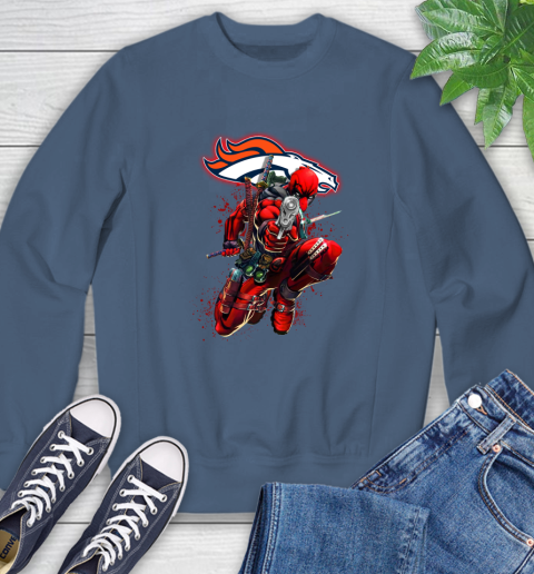 NFL Deadpool Marvel Comics Sports Football Denver Broncos Sweatshirt 7