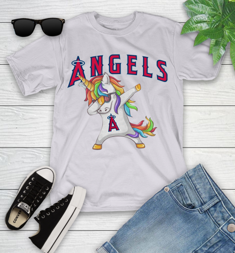 Los Angeles Angels MLB Baseball Funny Unicorn Dabbing Sports Youth T-Shirt 4