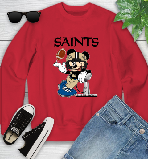 NFL New Orleans Saints Mickey Mouse Disney Super Bowl Football T Shirt Youth Sweatshirt 9