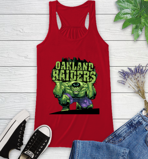 Oakland Raiders NFL Football Incredible Hulk Marvel Avengers Sports Racerback Tank - Image 7