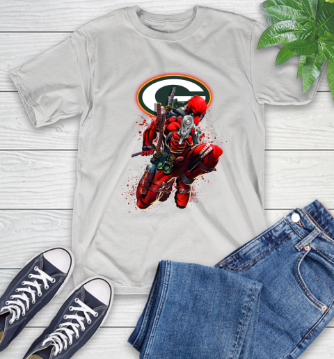 NFL Deadpool Marvel Comics Sports Football Green Bay Packers T-Shirt