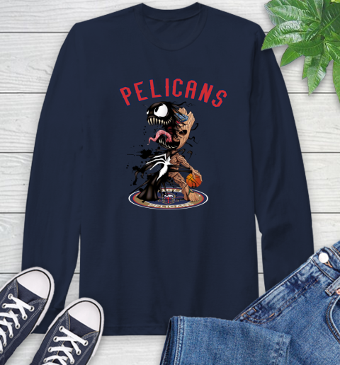 NBA New Orleans Pelicans Basketball Venom Groot Guardians Of The Galaxy Long Sleeve T-Shirt 4
