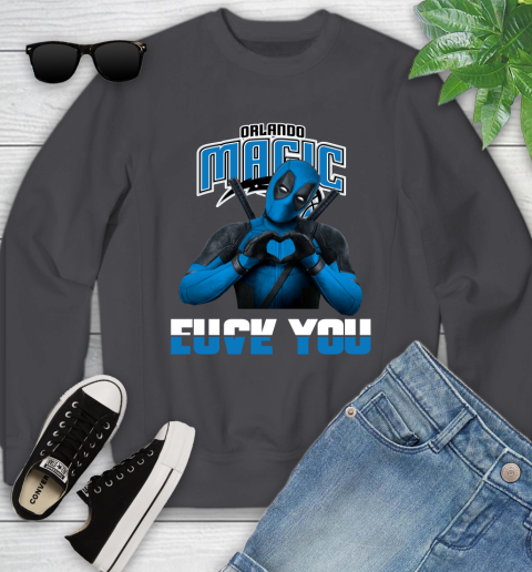 NBA Orlando Magic Deadpool Love You Fuck You Basketball Sports Youth Sweatshirt 5