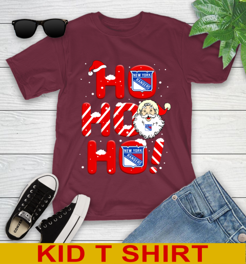 New York Rangers NHL Hockey Ho Ho Ho Santa Claus Merry Christmas Shirt Youth T-Shirt 5