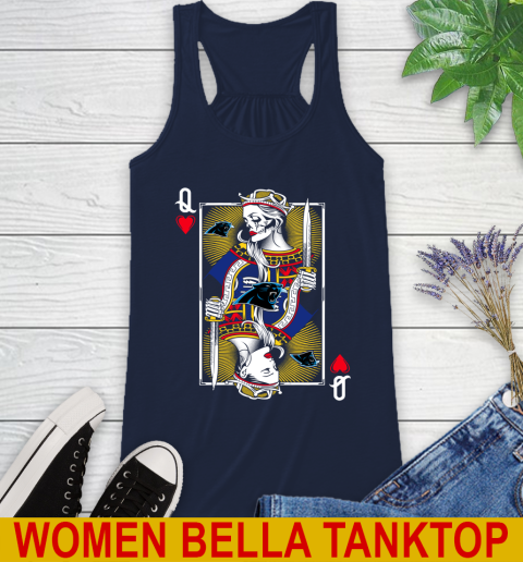 NFL Football Carolina Panthers The Queen Of Hearts Card Shirt Racerback Tank 9