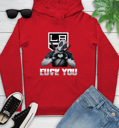 NHL Los Angeles Kings Deadpool Love You Fuck You Hockey Sports Youth Hoodie 12