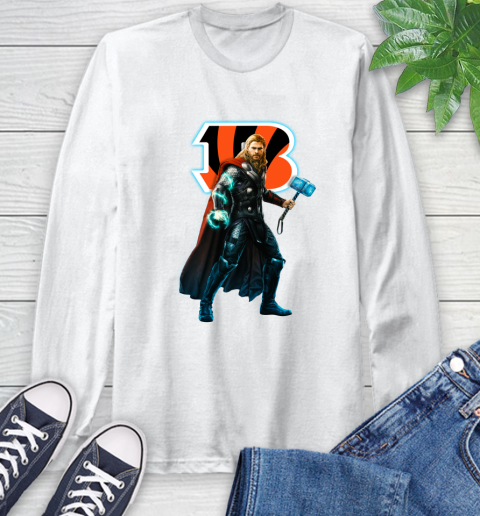 NFL Thor Avengers Endgame Football Cincinnati Bengals Long Sleeve T-Shirt