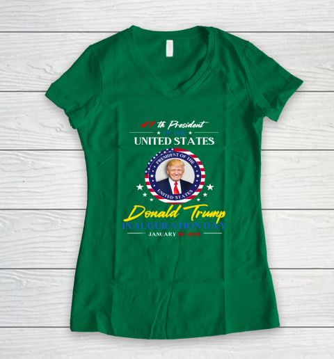 President Donald Trump Inauguration Day 2025 47th President Women's V-Neck T-Shirt 3