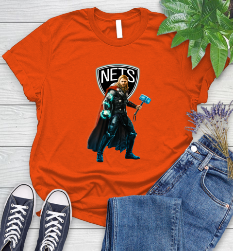 NBA Thor Avengers Endgame Basketball Brooklyn Nets Women's T-Shirt 4