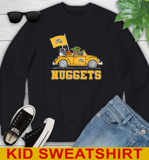 NBA Basketball Denver Nuggets Darth Vader Baby Yoda Driving Star Wars Shirt Youth Sweatshirt 2