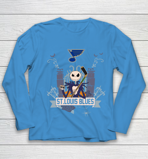 NHL St.Louis Blues Hockey Jack Skellington Halloween Youth Long Sleeve 5