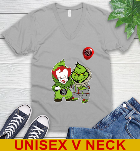 Toronto Raptors Baby Pennywise Grinch Christmas NBA Basketball V-Neck T-Shirt 4