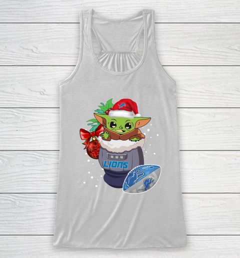Detroit Lions Christmas Baby Yoda Star Wars Funny Happy NFL Racerback Tank 2