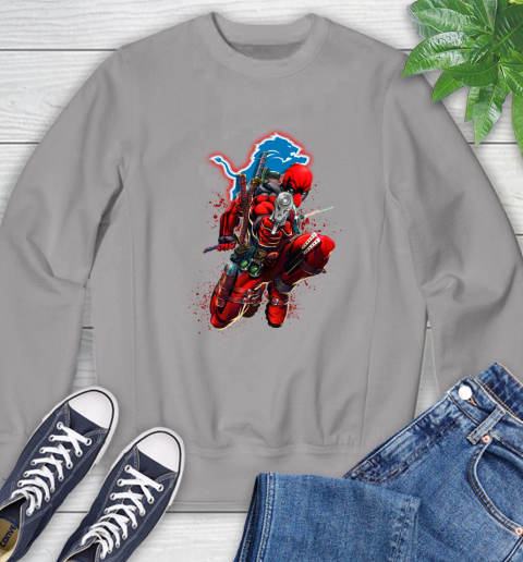NFL Deadpool Marvel Comics Sports Football Detroit Lions Sweatshirt 5