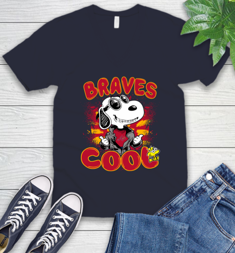 MLB Baseball Atlanta Braves Cool Snoopy Shirt V-Neck T-Shirt 2