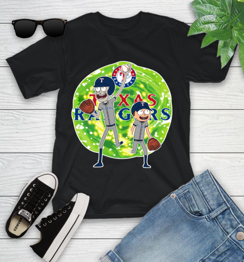 MLB Texas Rangers Rick And Morty Baseball Sports Youth T-Shirt 2