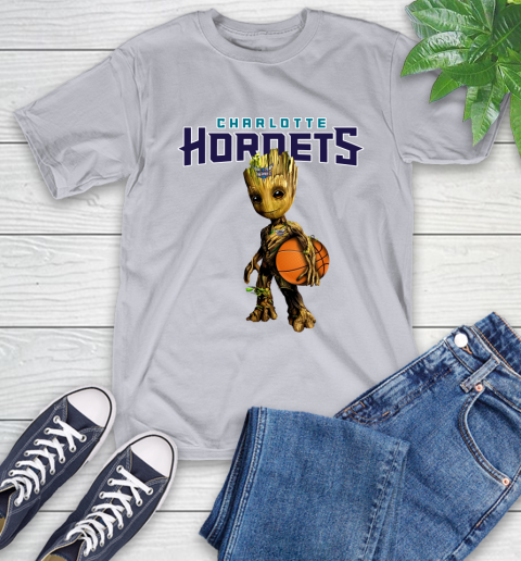 Charlotte Hornets NBA Basketball Groot Marvel Guardians Of The Galaxy T-Shirt 6