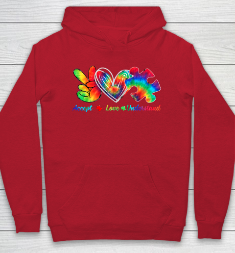 Autism Awareness Accept Understand Love Autism Mom Tie Dye Fitted Hoodie 7