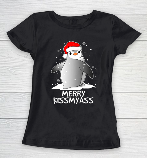 Funny Penguin Merry Kissmyass Christmas Women's T-Shirt