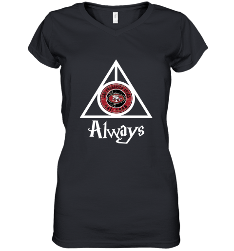 Always Love The San Francisco 49ers x Harry Potter Mashup Women's V-Neck T-Shirt
