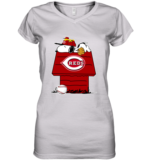 Mlb Cincinnati Reds Women's Short Sleeve V-neck Fashion T-shirt