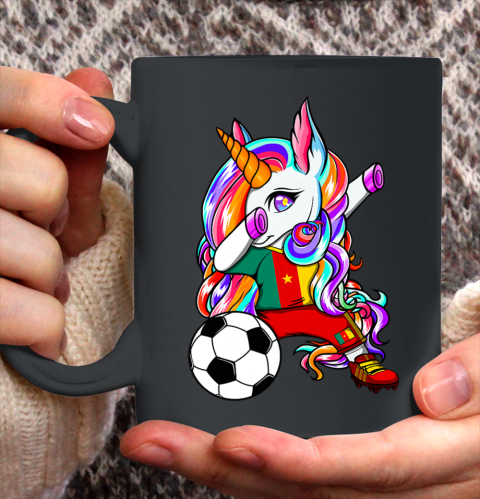 Dabbing Unicorn Cameroon Soccer Fans Jersey Flag Football Ceramic Mug 11oz