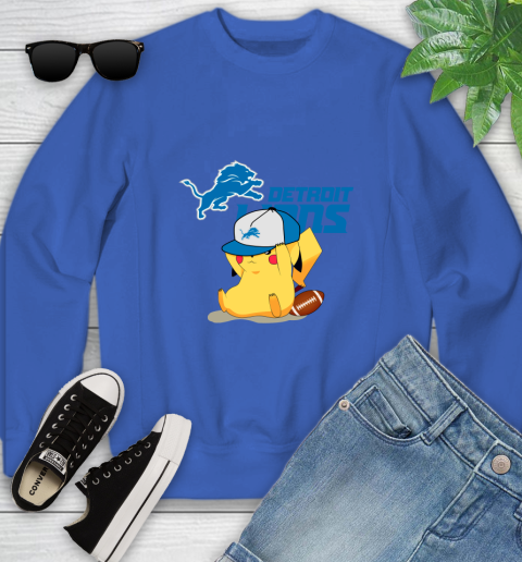 NFL Pikachu Football Sports Detroit Lions Youth Sweatshirt 8