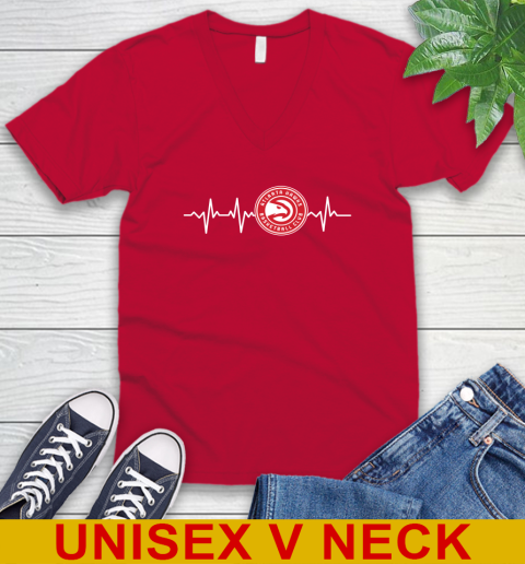 Atlanta Hawks NBA Basketball Heart Beat Shirt V-Neck T-Shirt 6