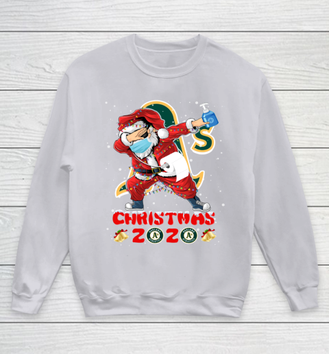 Oakland Athletics Funny Santa Claus Dabbing Christmas 2020 MLB Youth Sweatshirt 3