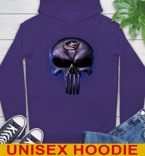 Columbus Blue Jackets NHL Hockey Punisher Skull Sports Hoodie - Image 6