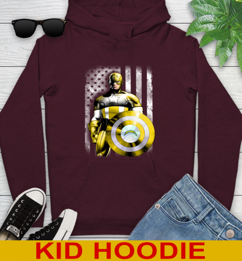 Los Angeles Chargers NFL Football Captain America Marvel Avengers American Flag Shirt Youth Hoodie 7