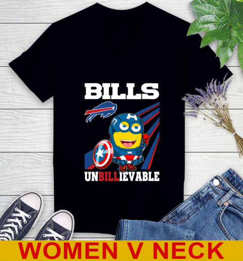 NFL Football Buffalo Bills Captain America Marvel Avengers Minion Shirt Women's V-Neck T-Shirt