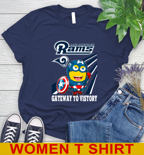 NFL Football Los Angeles Rams Captain America Marvel Avengers Minion Shirt Women's T-Shirt 12