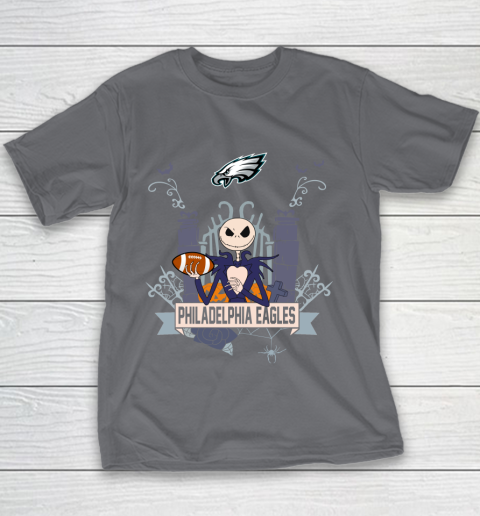 NFL Philadelphia Eagles Football Jack Skellington Halloween Youth T-Shirt 5