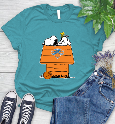 New York Knicks NBA Basketball Snoopy Woodstock The Peanuts Movie Women's T-Shirt 12