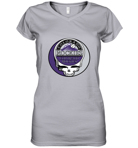 Colorado Rockies The Grateful Dead Baseball MLB Mashup Women's V-Neck T-Shirt