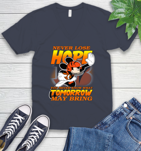 Cincinnati Bengals NFL Football Mickey Disney Never Lose Hope V-Neck T-Shirt 8