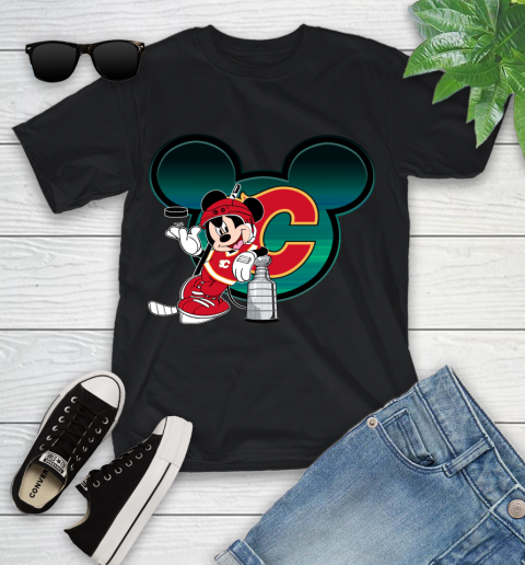 NHL Calgary Flames Stanley Cup Mickey Mouse Disney Hockey T Shirt Youth T-Shirt 2