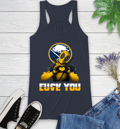 NHL Buffalo Sabres Deadpool Love You Fuck You Hockey Sports Racerback Tank 10
