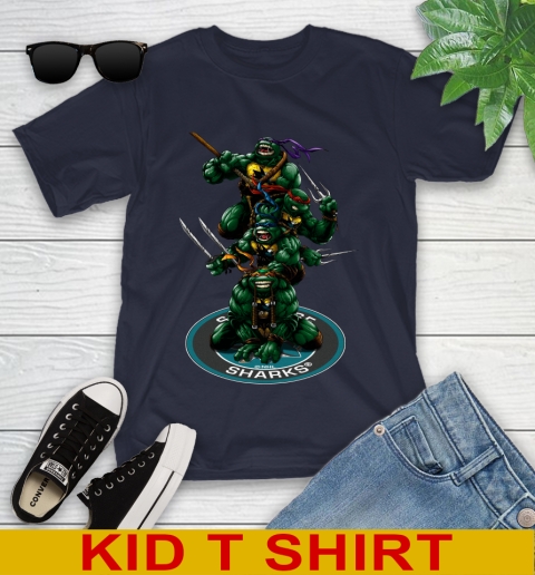 NHL Hockey San Jose Sharks Teenage Mutant Ninja Turtles Shirt Youth T-Shirt 3