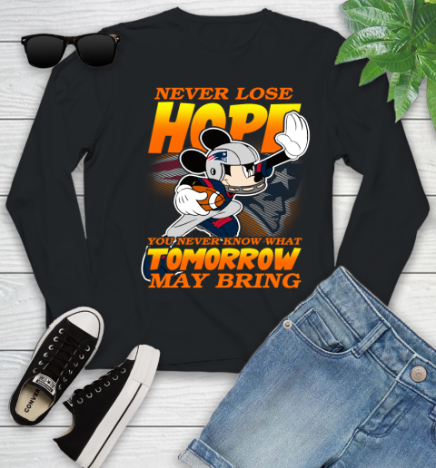 New England Patriots NFL Football Mickey Disney Never Lose Hope Youth Long Sleeve