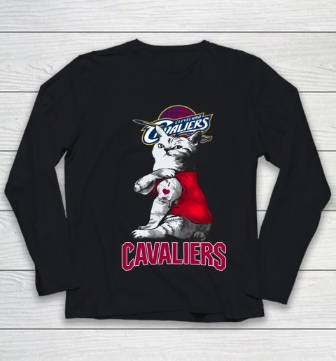 NBA Basketball My Cat Loves Cleveland Cavaliers Youth Long Sleeve