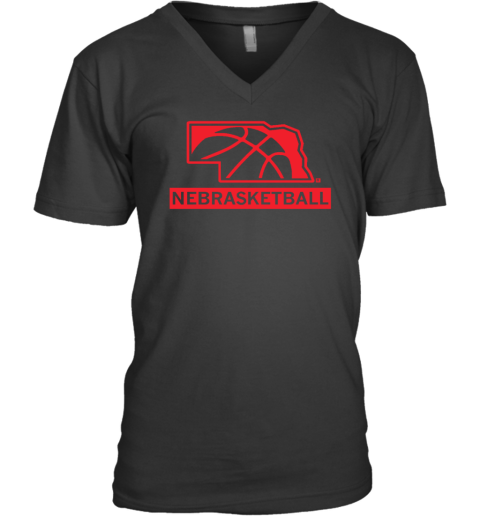 Nebrasketball Raygun V-Neck T-Shirt