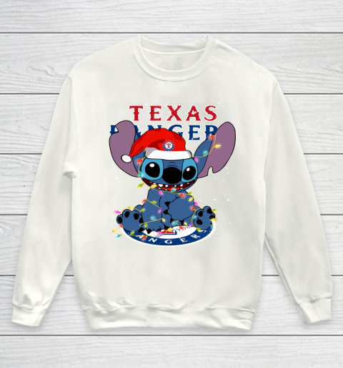 Texas Rangers MLB noel stitch Baseball Christmas Youth Sweatshirt